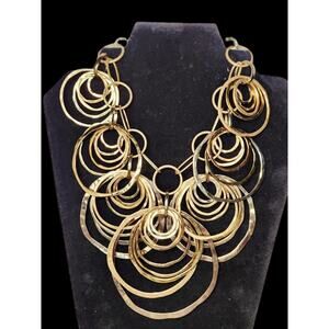 AUTHENTIC CHICO'S HUGE COPPER CIRCLE Boho Statement NECKLACE 16 In - 20 In